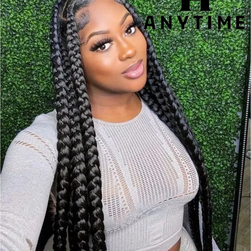 Women's 36 in Full Lace Front Wig - Anytime Synthetic Knotless Color Box Braided Wig for Black Women, Curly Braided Hair Texture, Heat Resistant, Luxurious Fluffy for Daily Use, Party