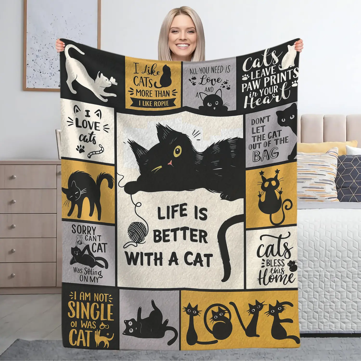 Flannel Throw Blanket - Multi-Size Animal Graphic Blanket (3040 inches Option), Super Soft Warm Lightweight Wrinkle Resistant, Whimsical Cartoon Paw Print Kitty Design, Animal Inspired Home Decor for Cozy Se
