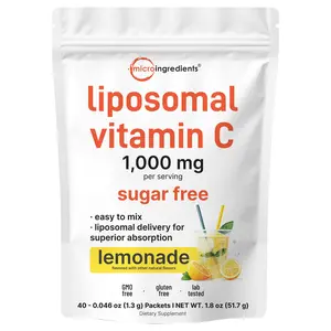 Micro Ingredients Liposomal Vitamin C 1,000mg, 40 Packets with Sugar Free Lemonade Flavor