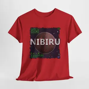 Short-Sleeve T-Shirt, Graphic Tee. NIBIRU, Red Sun, Planet X, Moon, UFO, IFO, Space. nasa, Galaxy. Flat Earth. Unisex Heavy Cotton Tee.