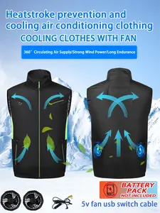 Men's Outdoor Casual Workwear Hooded Vest Jacket, Single Pack, Plain Color, Cooling Fan, Reflective Safety Vest, No Charger Included