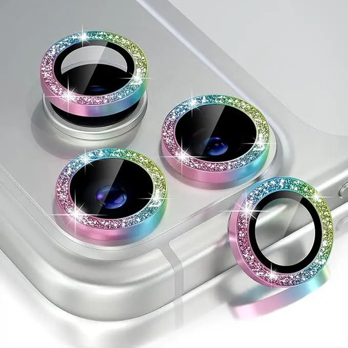 The camera lens protector is shiny. The 9H tempered glass camera cover screen protector and the metal ring decorative accessory are all suitable for iPhone 17/iPhone 17 Pro/iPhone 17 Pro Max/iPhone 17 AIR.
