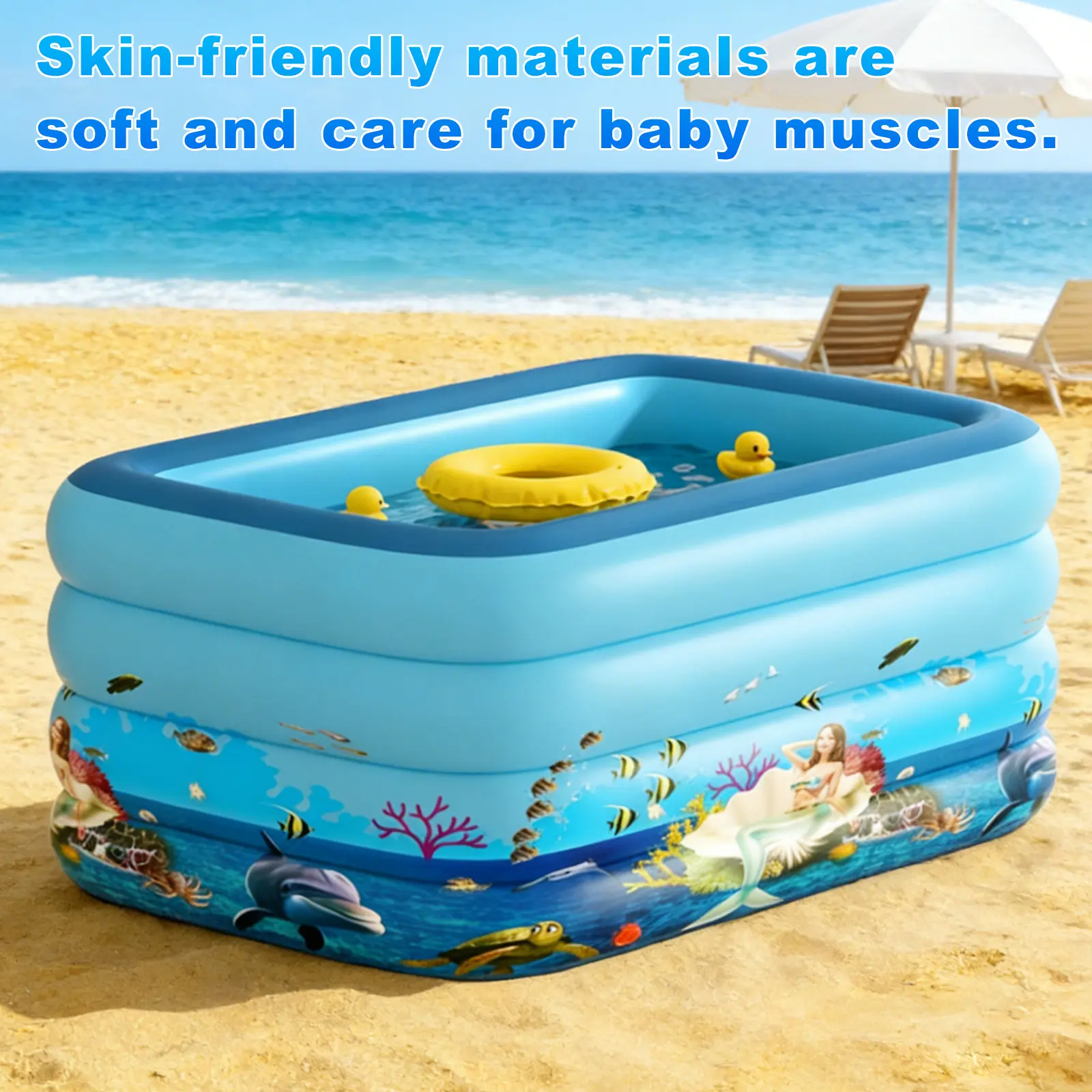 Family-Sized Heavy-Duty Inflatable Swimming Pool - Extra-Thick Portable Outdoor Garden Pool for Summer Fun, Water Parties