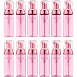 12 Pack Transparent Red Separating Bottle 2 Oz Travel Plastics Foamer Soap Dispenser Beauty & Personal Care Lightweight Pink