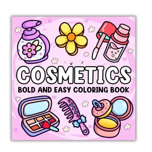 Halloween Fall Gift Cosmetics Bold and Easy Coloring Book - Cute and Simple Designs for Stress Relief