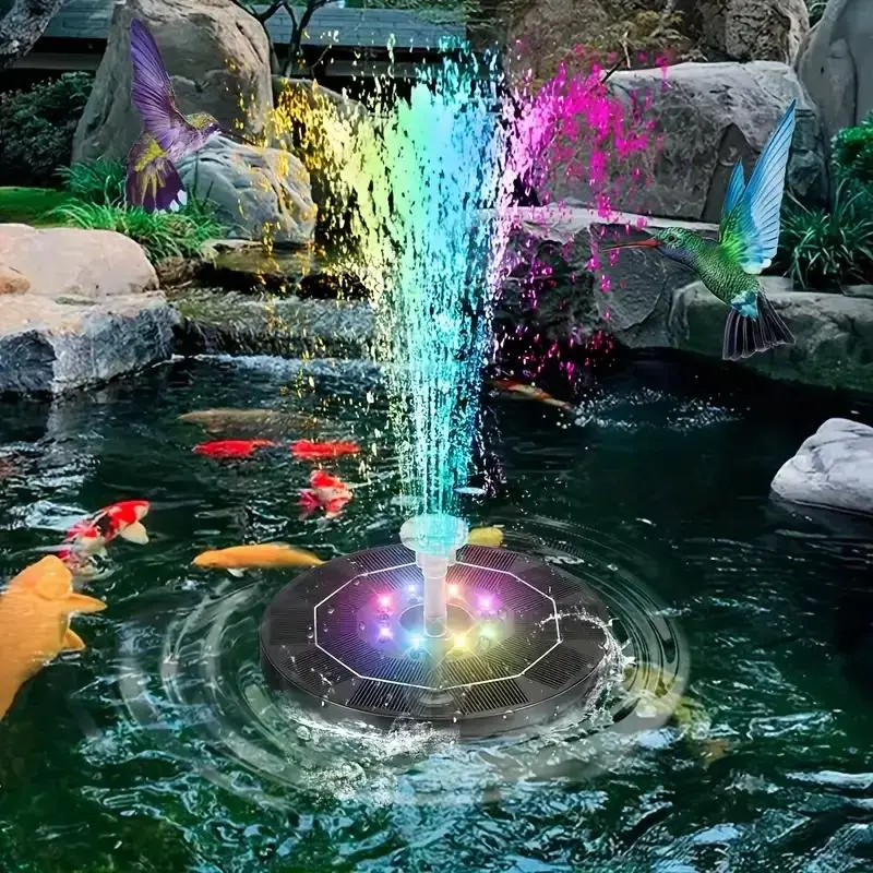 Solar Powered Bird Bath Fountain Pump Light, LED Color Changing Solar Fountain Pump Light, Floating Design Fountain Light for Garden, Pond & Pool, Sol