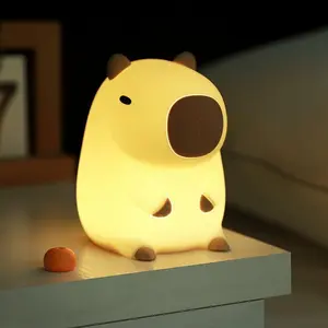Cute Water Buffalo Night Light, LED Soft Animal Night Light, 1200mah Battery, Adjustable Brightness, Rechargeable Touch Lamp, Kids Gift