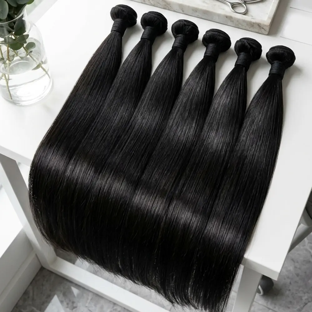 Premium Human Hair Raw Cambodian Hair Bundles, 28-Inch Body Wave, Double-Drawn Thick Ends, Ultra-Flat Weft for Sew-In, 1 or 3 Pcs, Human Hair Extensions