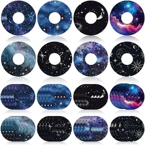 32 Pack Round Adhesive Patches Compatible with Libre 3, CGM Patches, Galaxy Adhesive Tape Stickers, Sensor Covers Waterproof Sweat Proof Flexible Breathable Pre-Cut, Long Lasting