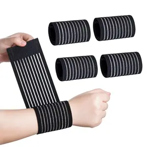 4-Pack Elastic Wrist Compression Bandages, Adjustable Breathable Wrist Guards for Ligament Stabilization, Joint Pain Relief, Sports Support (40cm)