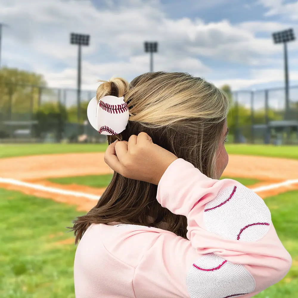 Baseball Hair Clip | White