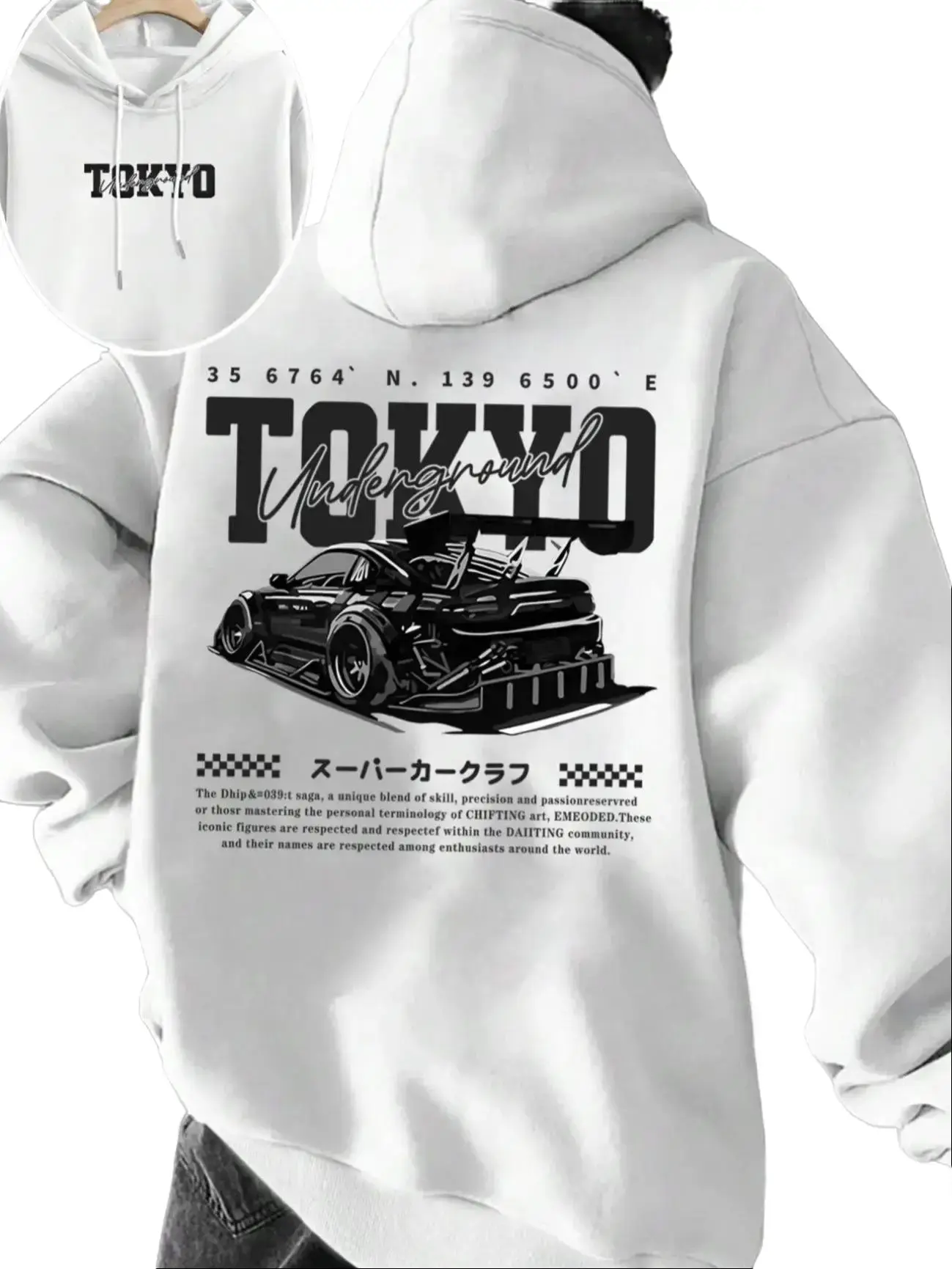 Men's Car Print Fleece Hoodie - Casual Graphic Sweatshirt for Fall & Winter | Comfortable Fitted Pullover | Perfect Auto Enthusiast Gift
