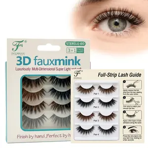 Premium Face Miracle 3D Faux Mink Lashes Handcrafted Wispy Fluffy Strip Eyelashes Dramatic Volume Waterproof Medical Grade Sterile Salon Look Needs Lash Glue Not Self Adhesive