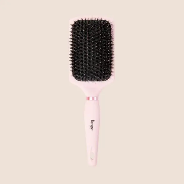 L'ANGE HAIR Square Detangler Paddlebrush - Hybrid Boar-Nylon Bristle Gentle Anti-Snagging Brush, Non-Slip Grip, Wet/Dry Use, All Hair Lengths, Less Scalp Tug, Ideal for Blowouts & Smooth Styling, Anti Snagging Hairbrush