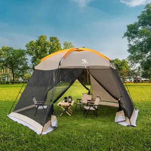 Screen House Mesh Mosquito Tent UPF 50+ Canopy Shelter Shade Easy Setup & Waterproof with Sidewall for Patios Outdoor Camping Activities(Khaki) (Khaki, 15x13 ft)