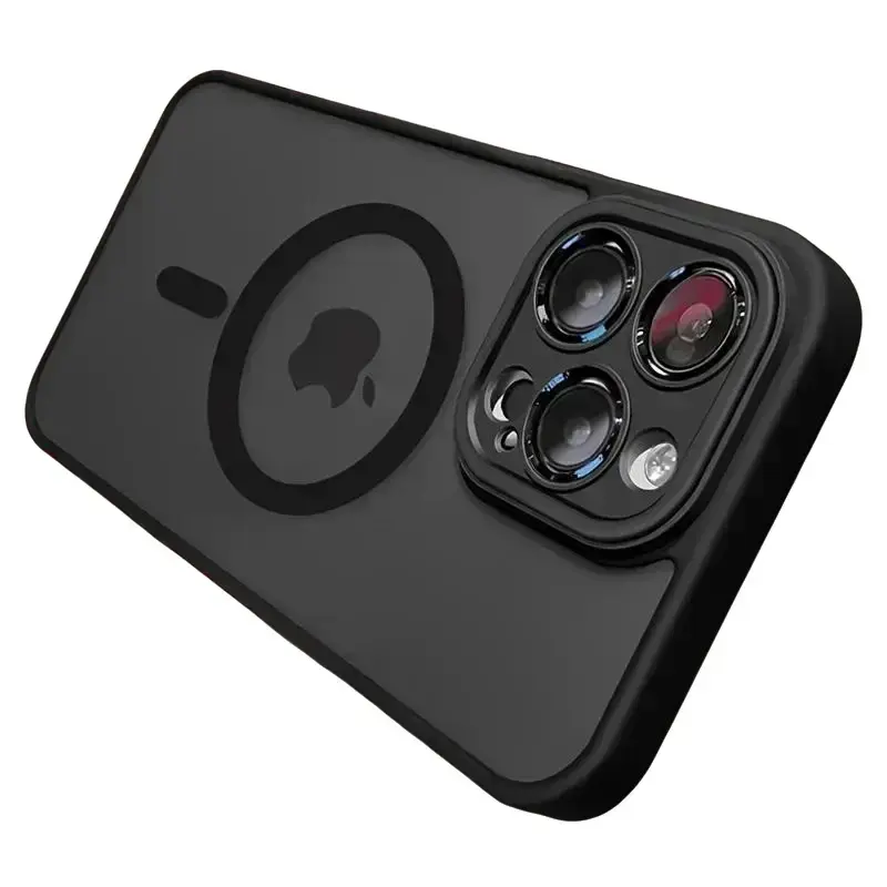 Luxury Magnetic Wireless Charging Phone Case for iPhone 17 16 15 14 13 12 11 Pro Max plus Matte Translucent Hard Pc Armor Shockproof Camera Lens Case