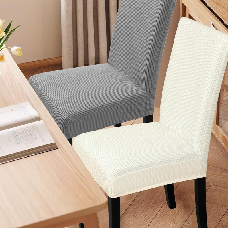 Easy-Going Waterproof Dining Chair Cover Set of 2/4/6/8,  Christmas Leakproof Stretch Jacquard Parson Chair Slipcover, Removable Washable Chair Protector for Home, Restaurant, Banquet, Kitchen Hacks