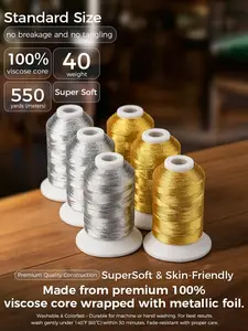 Simthread 6 Spools Metallic Embroidery Machine Thread 500M(550Y) for Embroidery and Decorative Sewing Seamless Stitching