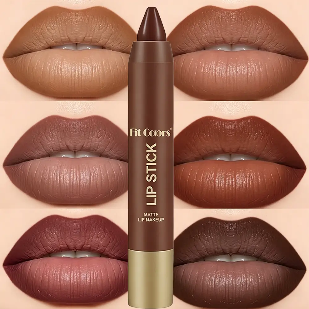 6pcs/Set Matte Brown Mat-Style Lipstick & Lip Gloss, Individual Tubes, Waterproof, Non-Stick Cup, Soft Texture, Suitable for All Skin Types, Ideal Makeup Cosmetic Gift