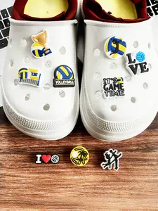 9-Piece Volleyball Style PVC Shoe Charms, Handmade Decorative Shoe Accessories, Perfect Gift for Sports Lovers, Unique Design for Daily Wear