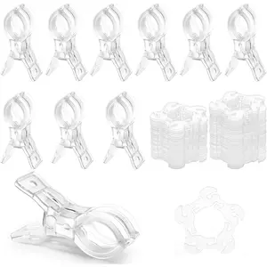 Spring Clamps, 10 Pcs 3.5 Inch Clear Plastic Clips with 50 Pcs Balloon Clips for Balloon Arch Backdrop Craft Decoration Projects