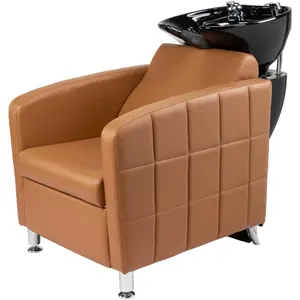 OmySalon Salon Shampoo Bowl and Chair, Extra Wide Seat & Porcelain Hair Washing Sink, Shampoo Unit for Beauty Spa Barbershop