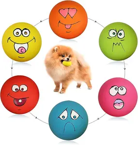 Dog Squeaky Toys Soft Latex Squeak Balls 6 Pcs Set for Puppy Small Pet Dogs Chew Play Teething Toys