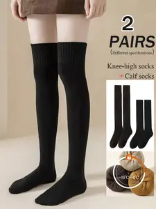 Women's Thick Warm Over-The-Knee Socks, High Thigh Long Socks, Fuzzy Socks, Suitable for Spring Autumn Winter, Comfortable and Warm, Thigh Highs