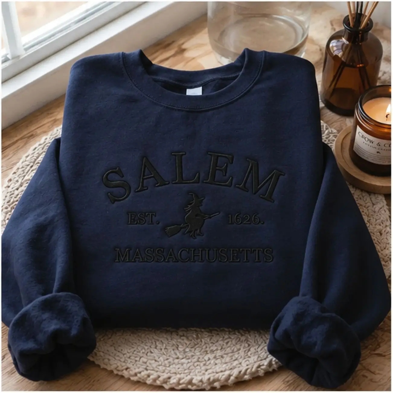 Halloween Sweatshirts - Embroidered Salem Massachusetts - Sweatshirts - Best Gift
