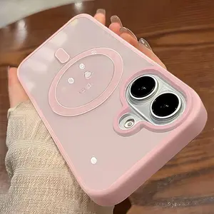 New Senior 16 Pink Magnetic Phone Case Compatible with Iphone17 Pro Max, Air. 16, 15, 14, 13, 12, 11 Pro Max Plus, Featuring a Matte Frame And a Clear Anti-Slip