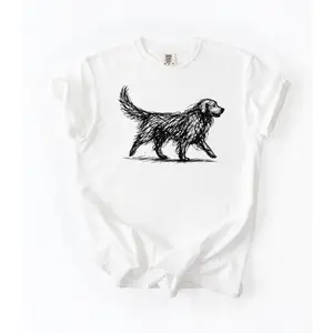 Men's abstract dog art Graphic T-Shirt - Short Sleeve Crew Neck Regular Fit Casual Wear | Soft & Breathable Fabric, Durable Print, Everyday Comfort, Machine Washable, minimalist scribble sketch modern artistic representation of a dog on a t-shirt