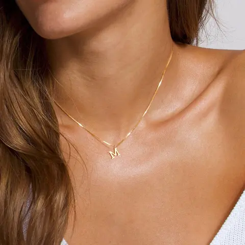 Gold Initial Necklaces for Women, Dainty Gold Letter Necklace Tiny A-Z Pendant Choker Necklace Trendy Cute Personalized Monogram Name Necklace Gold Jewelry Necklace for Women Gift
