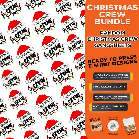 15 PCS Christmas Crew DTF Transfers Bundle For Adults and Kids | Ready to Press Heat Transfers for Matching Family Shirts
