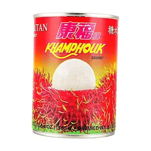 Khamphouk Brand Rambutan in Syrup Canned Fruit 565g - Sweet Juicy Tropical Delicacy for Desserts, Baking & Bubble Tea