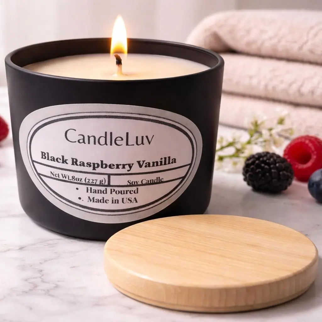 Black Raspberry Vanilla 8 oz Soy Candle