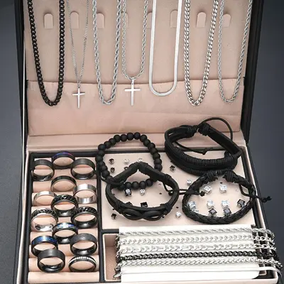 Mens Fashion Jewelry Casual Trendy Cross Set TikTok Shop