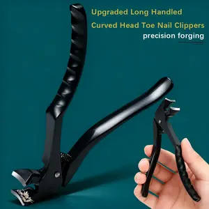 Toenail Clippers for Seniors Thick Toenails, Upgrade Angled Head Large Toe Nail Clippers for Men with Wide Jaw Opening, Sharp Heavy Duty Fingernail Clipper Cutter with Catcher Long Handle -Black Nail Trimmer