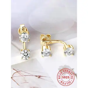 S925 Sterling Silver Moissanite  Design Earrings, Fashionable Earrings for Women & Girls, Trendy All-match & Exquisite Jewelry for Birthday Gift
