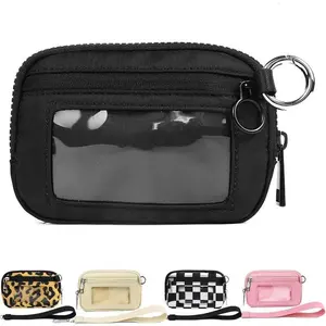 Women's Anti-Theft RFID Bifold Wallet - Minimalist, Foldable, Compact All-Over Print Pouch with Key Ring, Detachable Strap, Travel-Friendly for Cards, Cash, Daily Use
