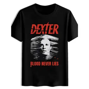 Dexter "Blood Never Lies" Serial Killer T-shirt, 180g Cotton Dark TV Show Fan Tee, Dexter Morgan Portrait Short Sleeve Shirt