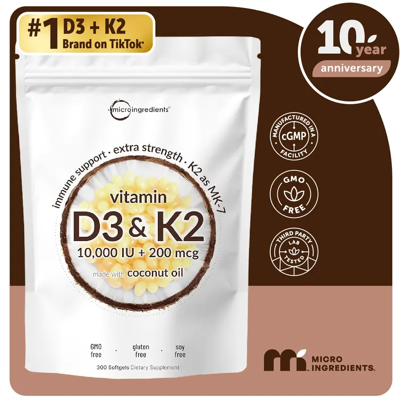 Micro Ingredients Vitamin D3 K2 Supplement Softgels