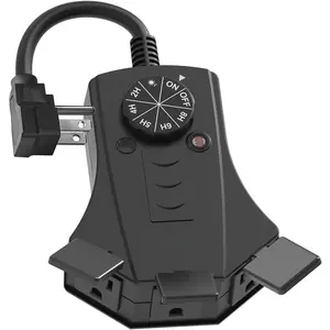 Outdoor Timer Outlet,  Light Sensor Timer Weatherproof, 3 Grounded Outlets for Halloween and Christmas Lights, 15A 1/2HP, ETL Listed