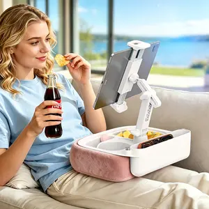 eSamcore Tablet Pillow Stand with Snack Tray & Adjustable Arm - Holds 4.7-14.6" Phone, Tablet, Kindle, Laptop - Soft, Machine Washable Cover for Hands-Free Mount Viewing on Bed, Couch, Floor