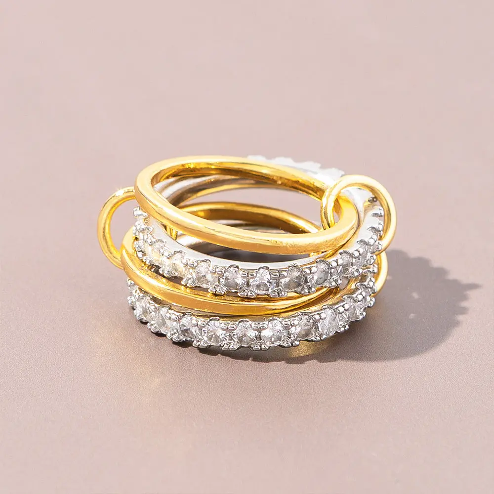 Interlocking Stackable Ring | Silver & Gold