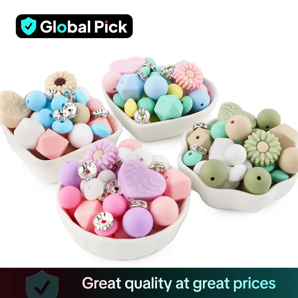 Silicone Beads Kit, 44pcs/set DIY Beads for Bracelet Necklace Jewelry Making, DIY Beading Accessories, Jewelry Making Supplies for Teenager, Jewelry M