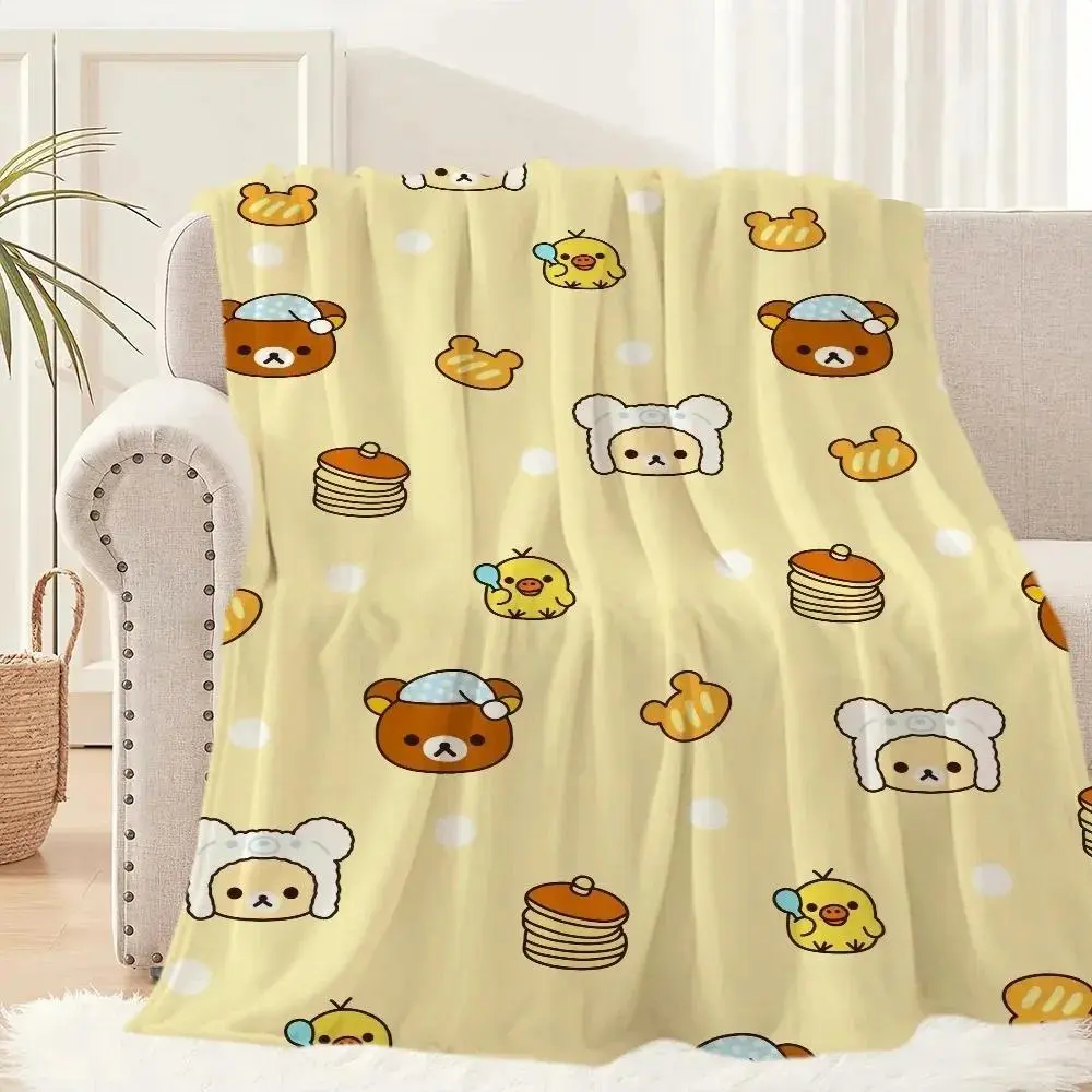1PC Cute Rilakkuma Bear Blanket – Plush Warm Throw for Sofa Bedroom Office Travel, Perfect Kids Birthday Gift