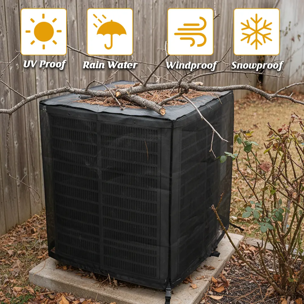 Air Conditioner Cover for Outside Unit,  UV Proof ,Rainproof ,Windproof ,Snowproof, Available in XS-XL (24-39.3 inch),Breathable Mesh Allows Air Flow and Heat Vent