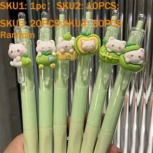 Cute Apple Cat Quick-Drying Retractable Pen in Random Colors, 1/10/20/30 Packs, Plastic Material, School and Office Supplies, Creative Stationery, Unique Pens, Writing Pens