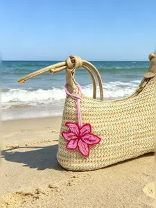 New Fashion Rose Floral Beaded Embroidery Bag Charm, Unique Handmade Accessory for Straw Bags and Beach Bags, Elegant All-Season Decor