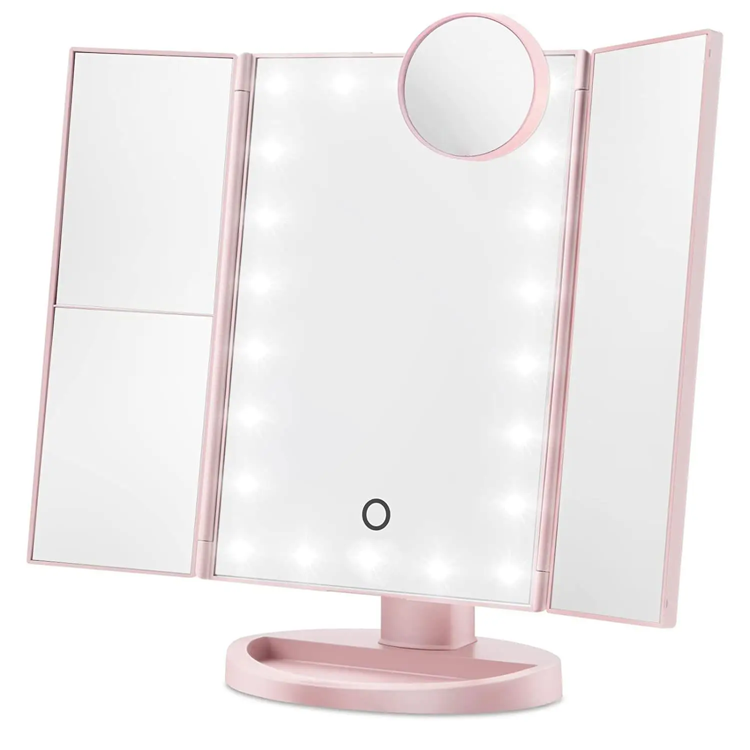 Foldable LED Mirror with Light for Vanities, USB Rechargeable Touch Mirror Light with Magnification, Portable Makeup Table Mirror, Unique Wedding Deco